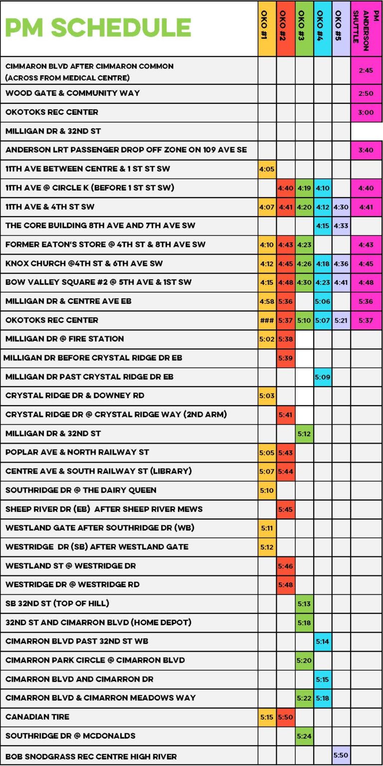 Okotoks Commuter Schedule – updated March 4 | On-It Regional Transit