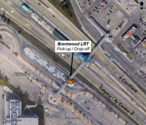 Cochrane to Calgary integrated service map for Brentwood LRT Station